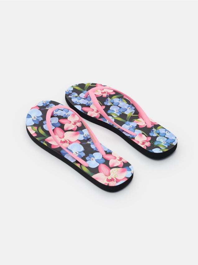 Sinsay - Șlapi japonezi cu motiv floral - multicolor