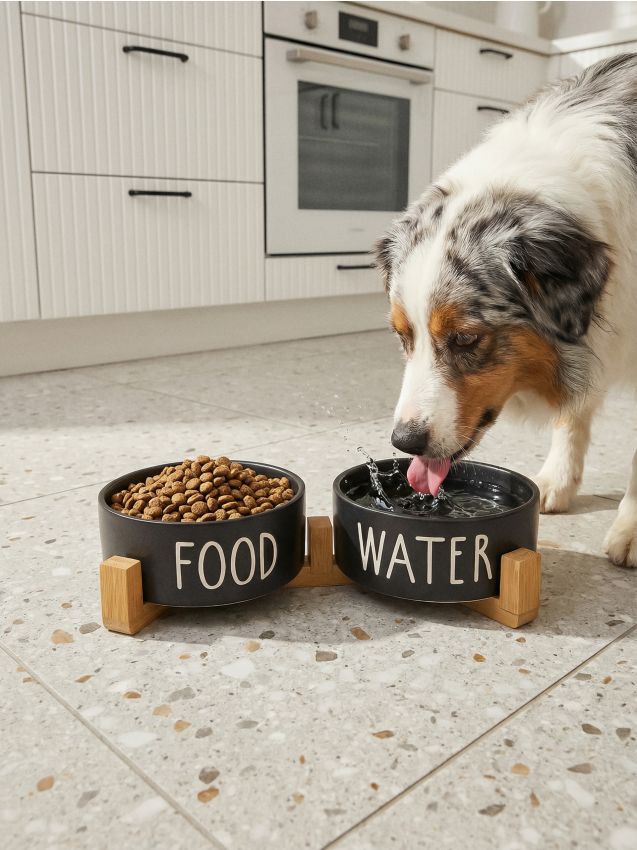 Sinsay - Boluri pentru câini și pisici 2 pachet cu suport 3 pack - negru