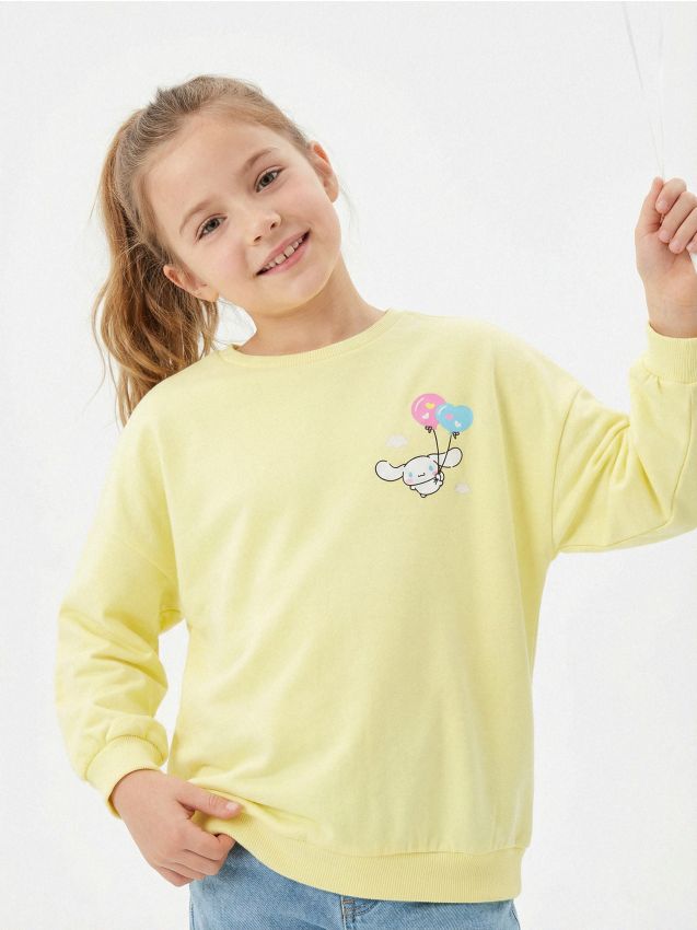 Sinsay - Bluză crewneck cu imprimeu Cinnamoroll - galben