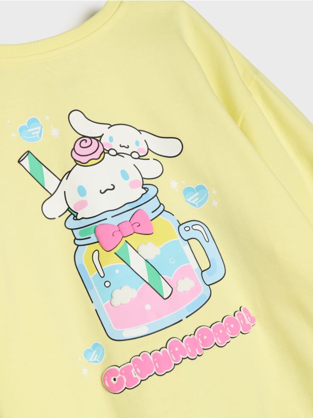 Sinsay - Bluză crewneck cu imprimeu Cinnamoroll - galben