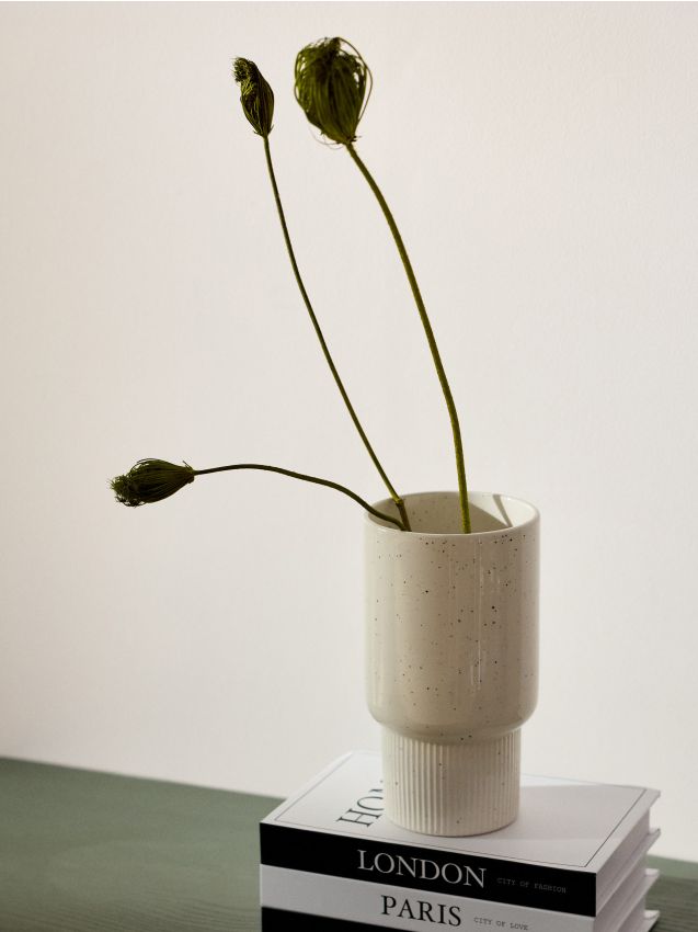 Sinsay - Vază ceramică cu model stropit - alb