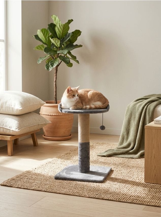 Sinsay - Stâlp de zgâriat pentru pisici cu culcuș - gri deschis