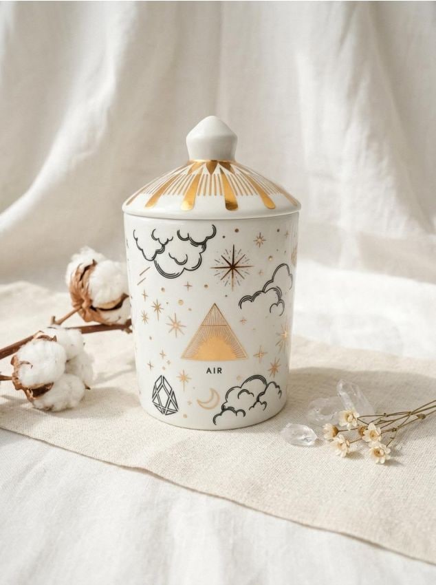 Sinsay - Lumânare parfumată cu motiv zodiacal, aromă de in - alb