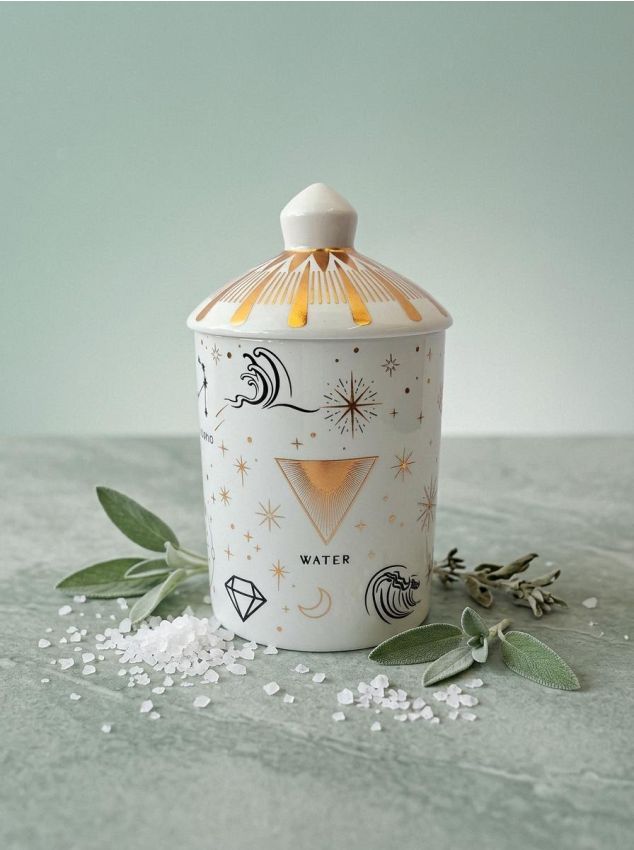 Sinsay - Lumânare parfumată cu motiv zodiacal, cu parfum de sare de mare și salvie - crem