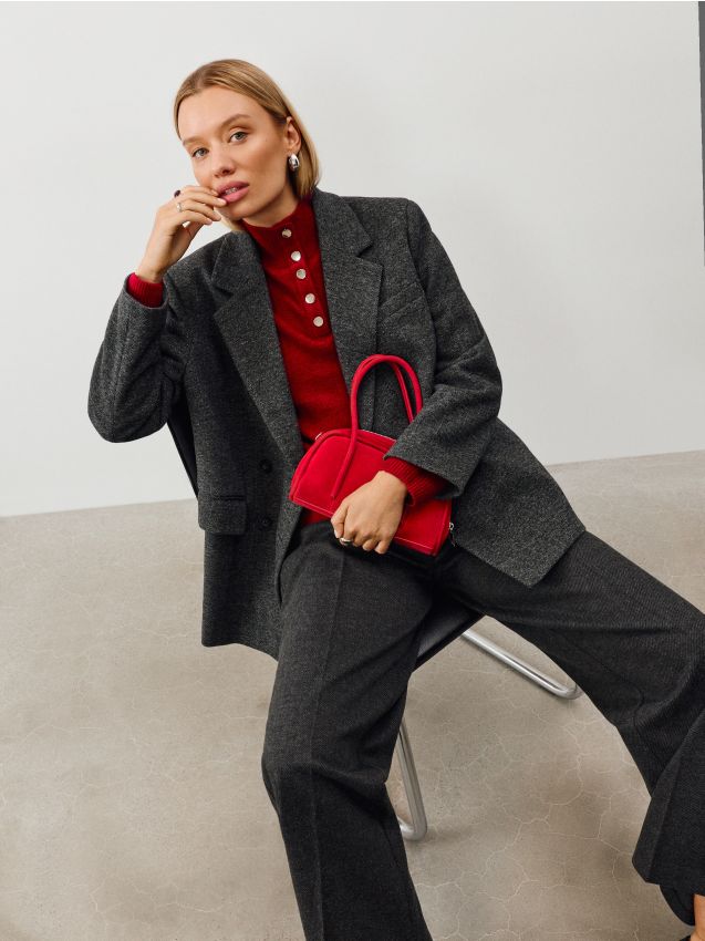 Sinsay - Sacou clasic oversize cu croială dublu rând - negru