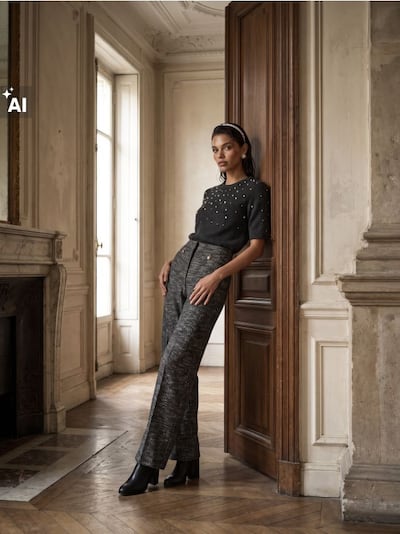 Wide-Leg-Hose mit dekorativen Knöpfen