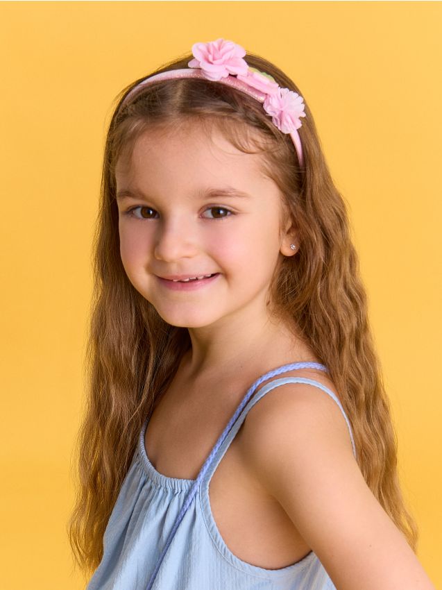 Sinsay - Bentiță cu flori 3D - roz-pastel