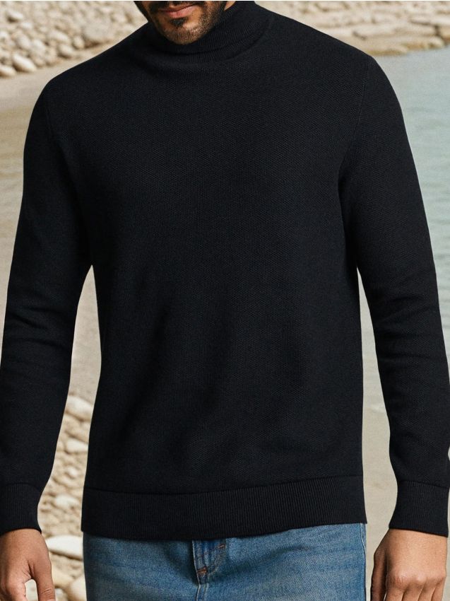 Sinsay - Pulover basic cu guler rulat - negru