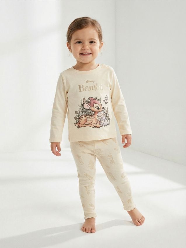 Sinsay - Pijama din două piese Bambi - crem