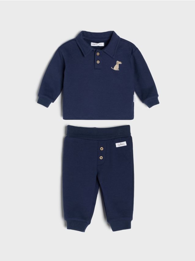 Sinsay - Set din bumbac: bluză și pantaloni cu imprimeu cățeluș - mid blue