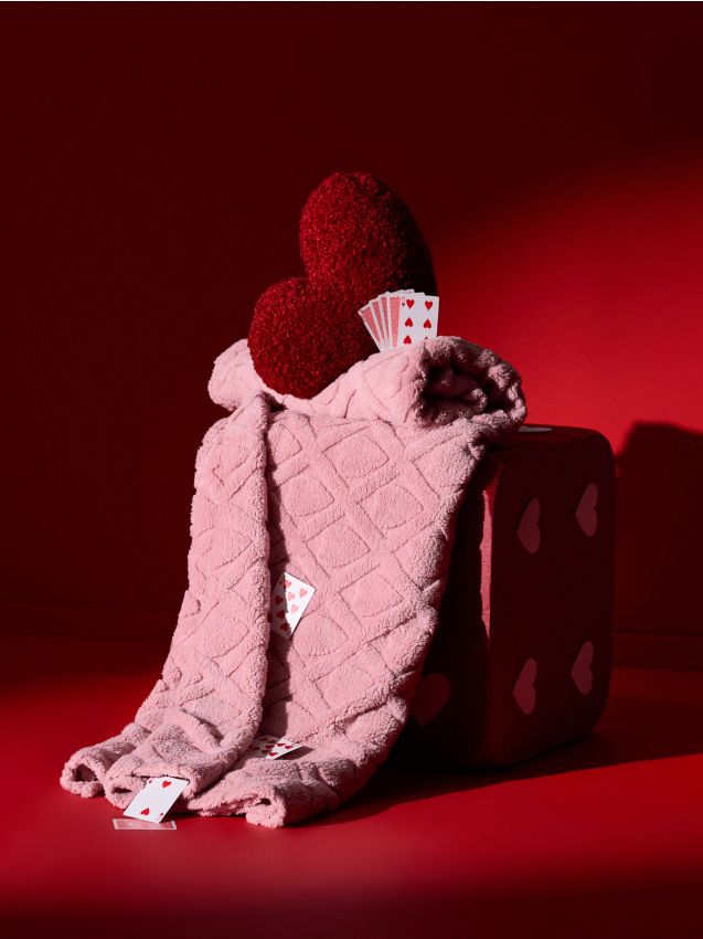 Sinsay - Cuvertură de pat cu model în inimioare - roz-pastel