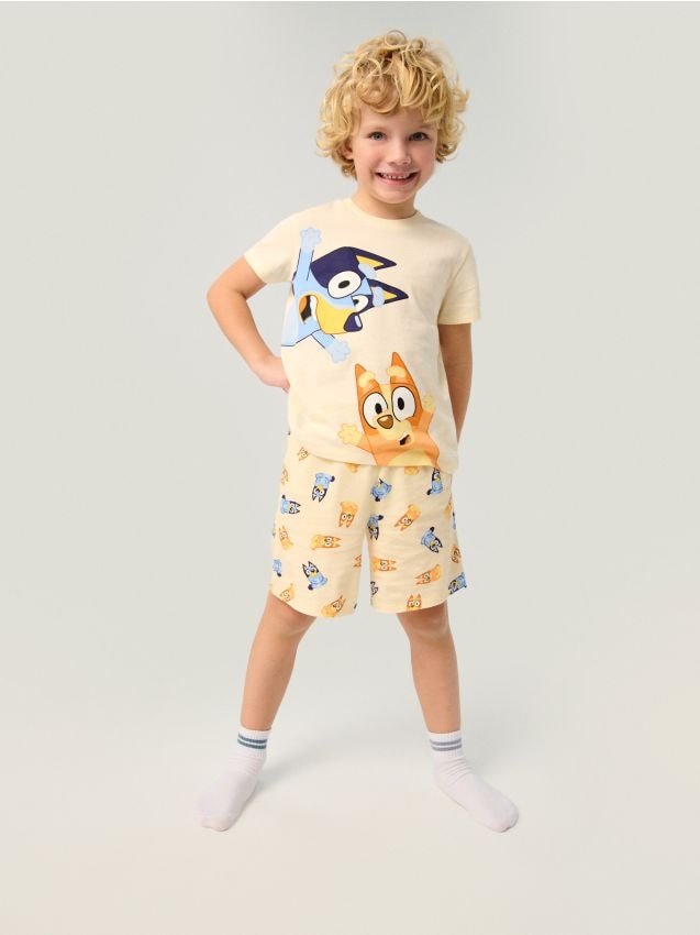 Sinsay - Pijama din bumbac din două piese Bluey - crem