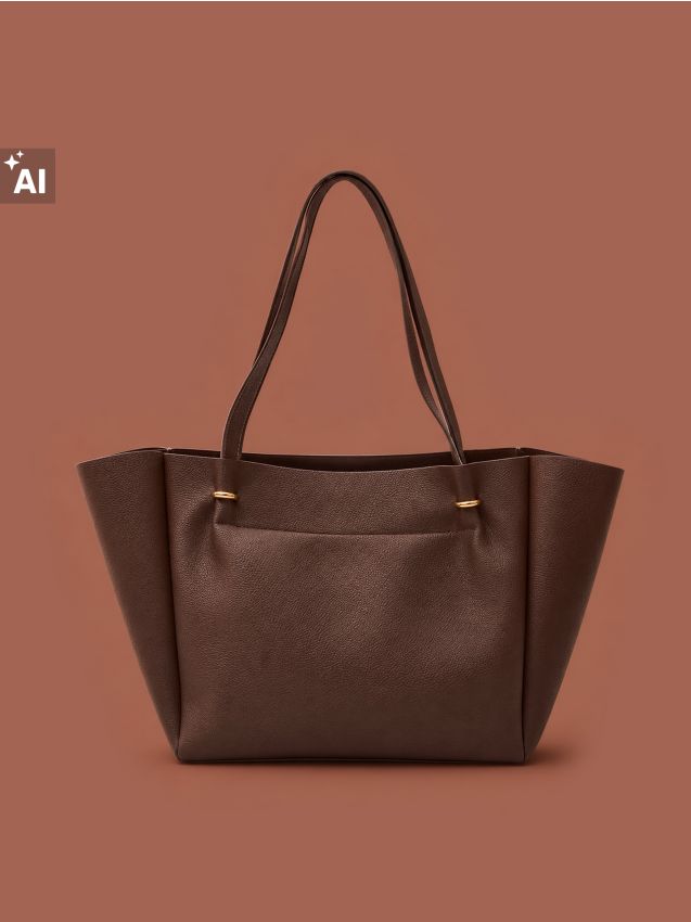 Sinsay - Geantă shopper din imitație de piele - maro