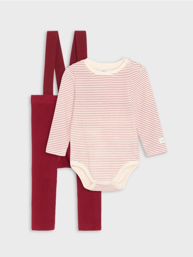 Sinsay - Set din bumbac: body și colanți - crem