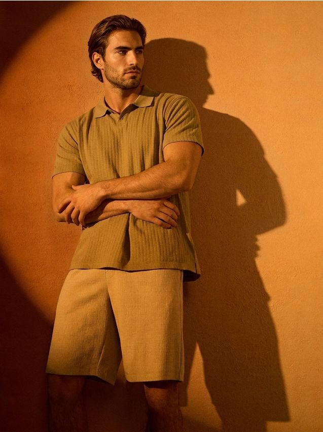 Sinsay - Tricou polo din bumbac - verde-deschis