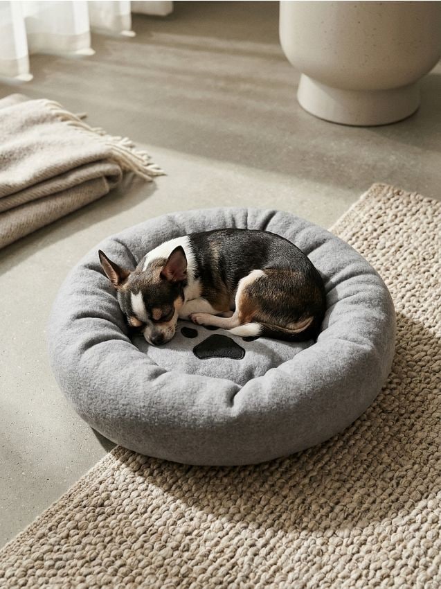 Sinsay - Pat rotund pentru animale de companie cu motiv lăbuță - gri deschis