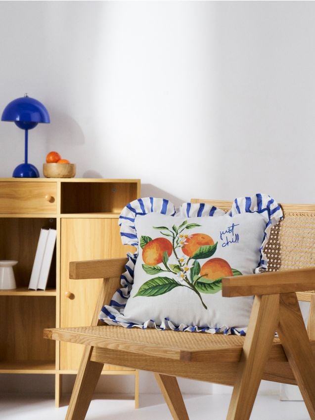 Sinsay - Față de pernă cu motiv de portocală - crem