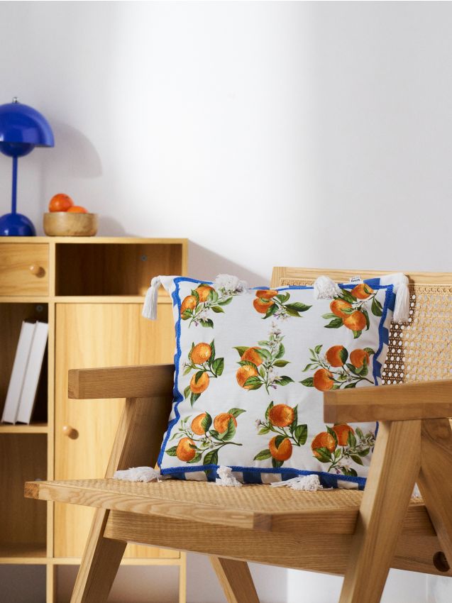 Sinsay - Față de pernă cu motiv de portocală - albastru