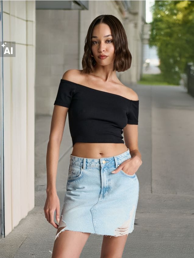 Sinsay - Fustă din denim - albastru