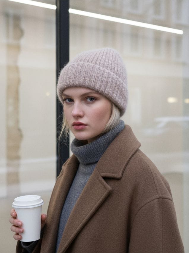 Sinsay - Čiapka beanie z prúžkovaného úpletu - béžová