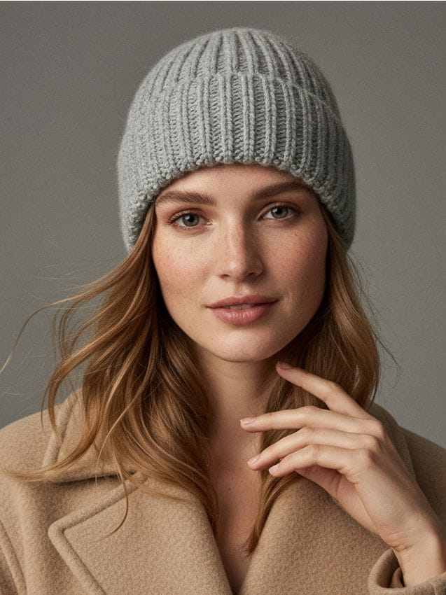 Sinsay - Čiapka beanie z prúžkovaného úpletu - stredne sivá