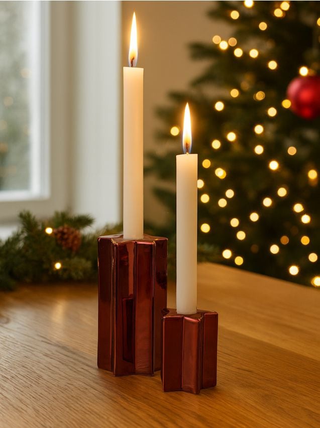 Sinsay - Vianočné svietniky 2 kusy - bordová