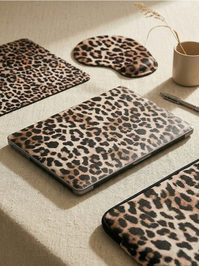 Sinsay - Autocolant pentru laptop cu imprimeu leopard - maro
