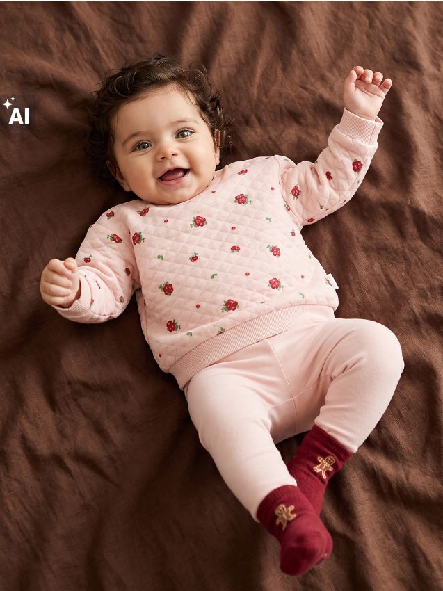 Sinsay - Set din tricot de bumbac cu model cu fructe - roz-pastel