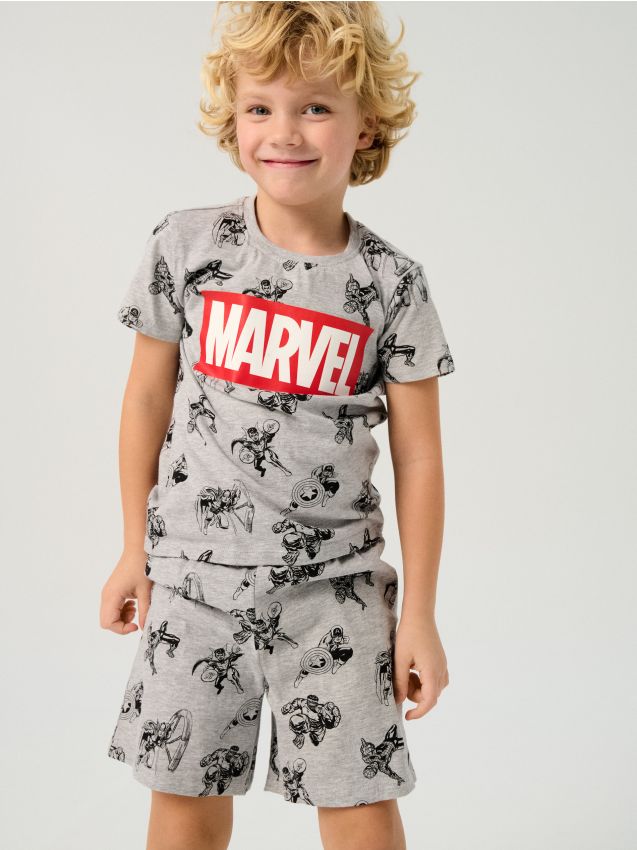 Sinsay - Pijama din două piese Marvel - gri deschis