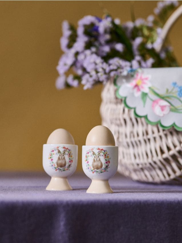 Sinsay - Căni pentru ouă de Paște cu imprimeu de iepurași 2 pack - alb