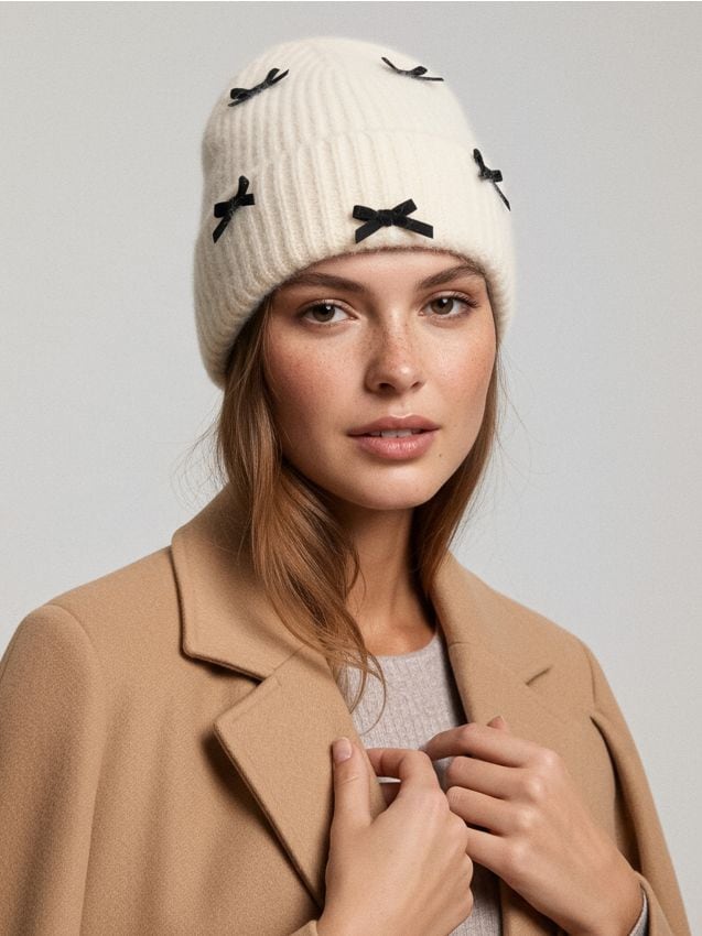 Sinsay - Prémiová čiapka z alpaky - krémová