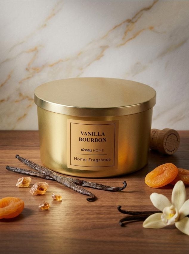 Sinsay - Lumânare cu trei fitiluri Vanilla Bourbon - auriu
