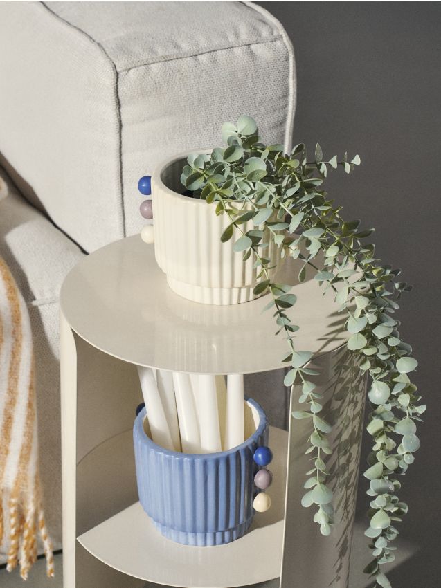 Sinsay - Ryhovaný kvetináč - krémová