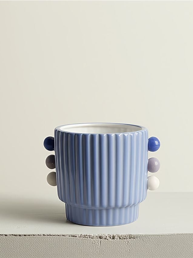 Sinsay - Ryhovaný kvetináč - modrá