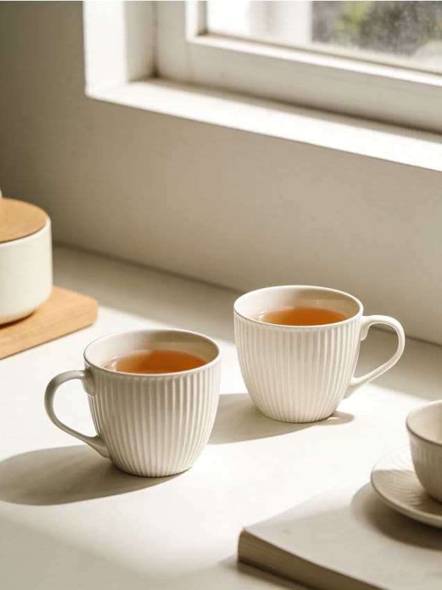 Sinsay - Căni ceramice striate cu mâner 2 buc - alb