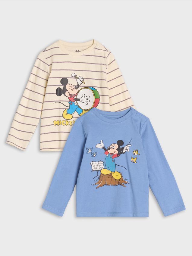 Sinsay - T-krekls ar garām piedurknēm 2 pack Mickey Mouse - zils