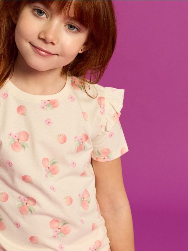 Sinsay - Tricouri din bumbac cu volane decorative 2 pack - multicolor