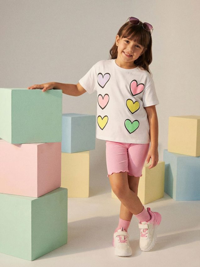 Sinsay - Tricou din bumbac cu motiv de inimi - alb