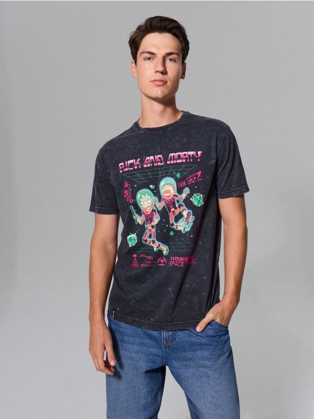 Sinsay - Tricou din bumbac cu imprimeu Rick and Morty - negru