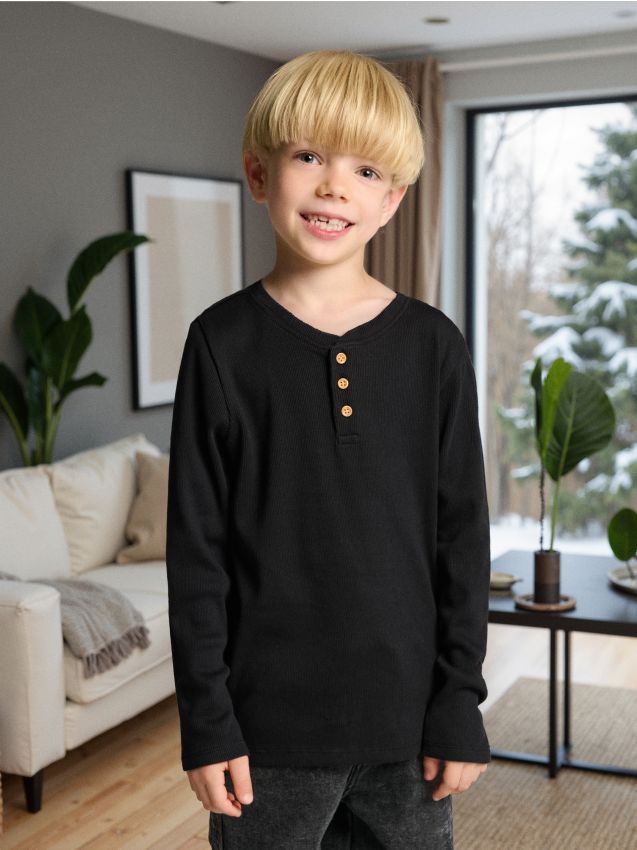Sinsay - Tricou din bumbac - negru
