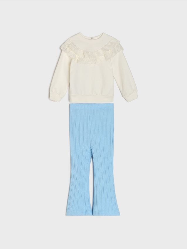 Sinsay - Set bluză și pantaloni sport - crem