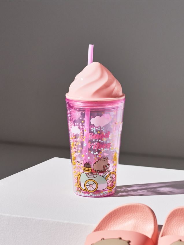 Skodelica za večkratno uporabo s slamico Pusheen - SINSAY