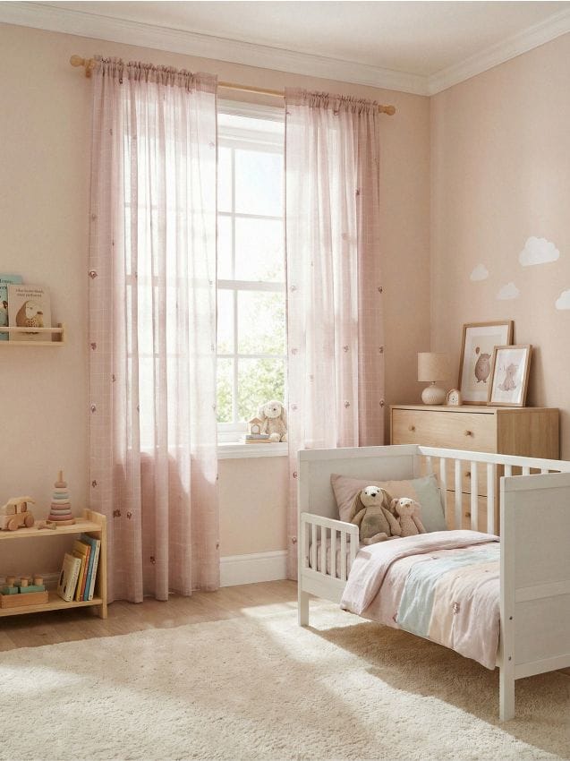 Sinsay - Perdea cu bandă de prindere și imprimeu cu ursuleți - bej