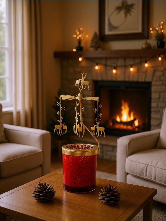 Sinsay - Sviečka s rotačnou karusellou - červená