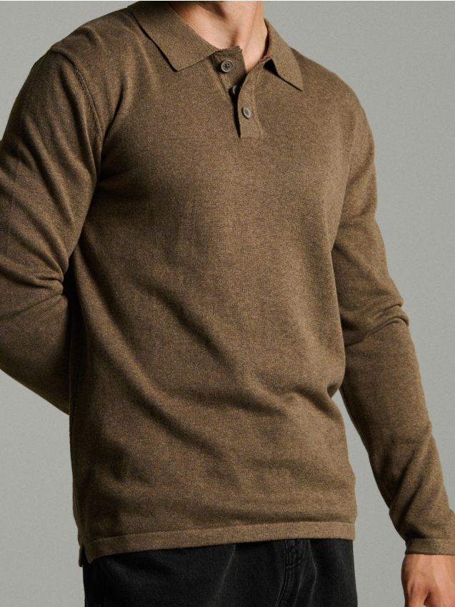 Sinsay - Bavlnený polo sveter - zlatohnedá