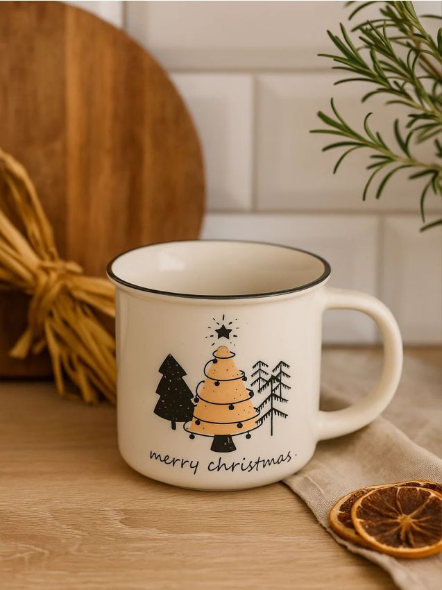 Sinsay - Hrnček s uškom s vianočnou potlačou - biela