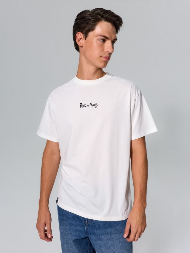 Sinsay - Tricou din bumbac cu imprimeu pe spate Rick and Morty - crem