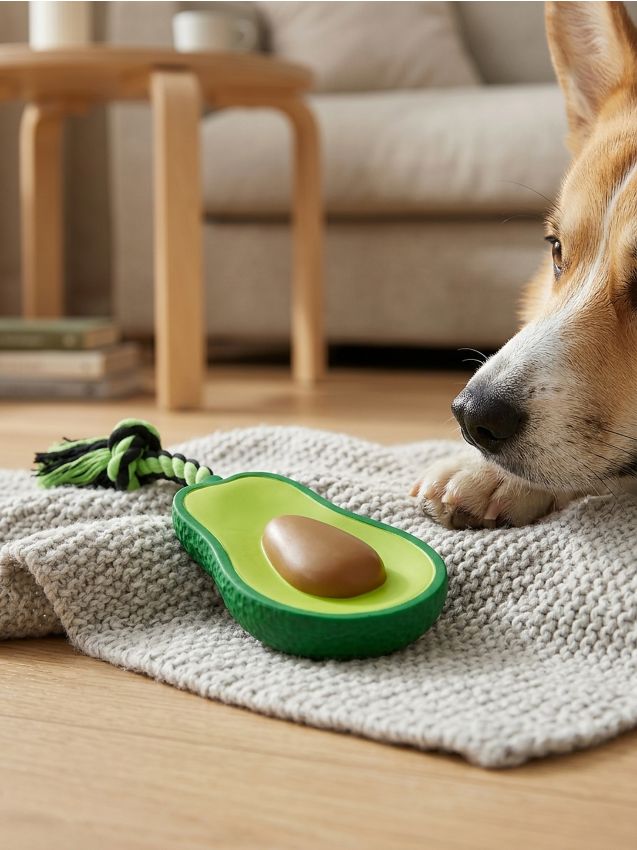 Sinsay - Jucărie pentru câini în formă de avocado cu sunătoare și sfoară - verde-aprins