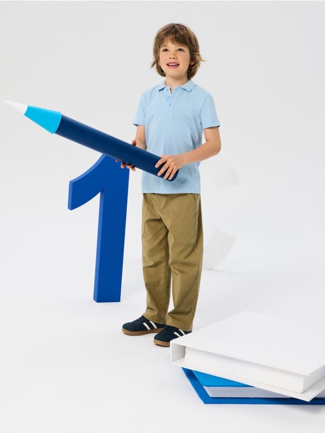 Sinsay - Tričko polo - svetlomodrá