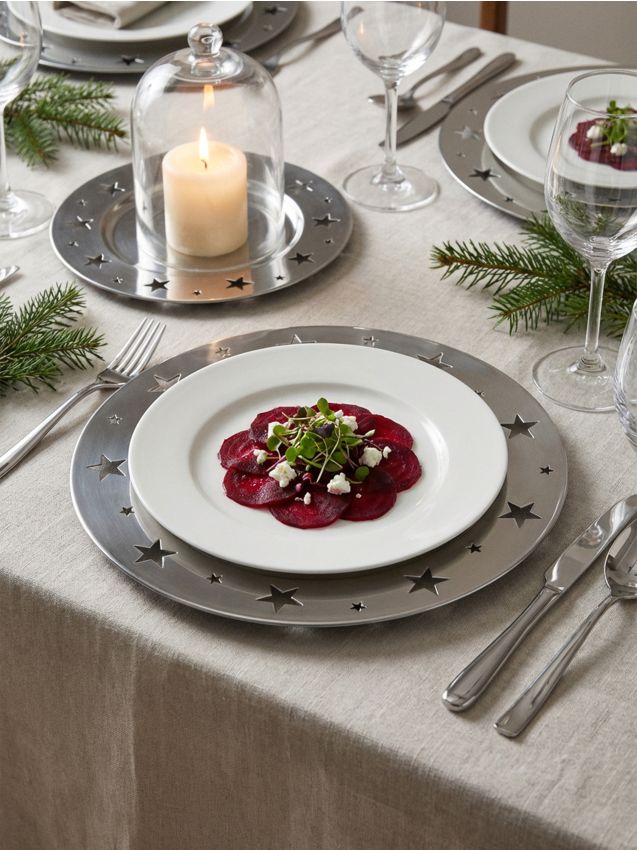 Sinsay - Súprava vianočných dekoratívnych tácov s výrezmi v tvare hviezd, 2 pack - strieborná